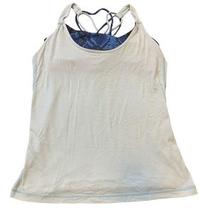 LULULEMON Slay The Studio 2 in 1 Tank With Sports Bra/Shelf Bra Blue Size 6